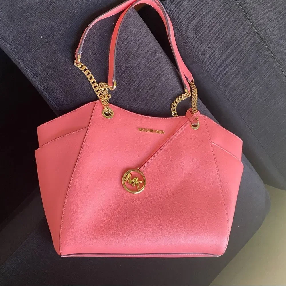 Michael Kors Jet Set Large Saffiano Leather Shoulder Bag Pink